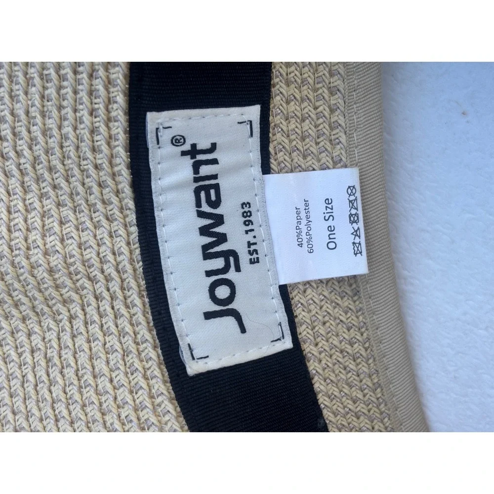 Joywant Womens Straw Sun Visor Hat Beige Wide Brim Roll Up Foldable Beach Cap